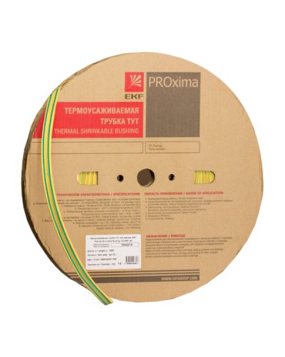 Термоусаживаемая трубка ТУТ нг 16/8 жел-зел рулон EKF PROxima (tut-16-yg) в Калуге Аксессуары для кабель-канала Pintop.ru