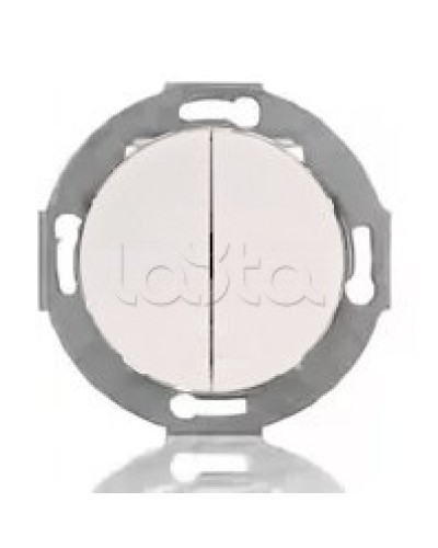 Выключатель двухклавишный Экопласт (схема 5) 10 A, 250 B (белый) Vintage в Калуге Розетки компьютерные и телефонные Pintop.ru