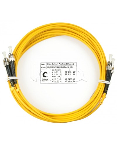 Шнур оптический duplex ST-ST 9/125 sm 5м LSZH Cabeus FOP(d)-9-ST-ST-5m в Калуге Патч-корды оптические Pintop.ru