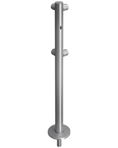 Стойка ограждения съемная L-образная с отверстием под фиксатор, 2 муфты слева Oxgard ВЗР 1996Р.21-06 в Калуге Ограждения Pintop.ru