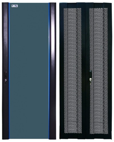 Комплект дверей 42U, 600 мм, черный, передняя - стекло, задняя - распашная перфорированна TWT TWT-CBB-DR42-6x-S-GP в Калуге Аксессуары для стоек и шкафов Pintop.ru