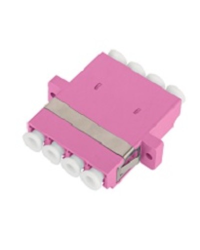 Адаптер NIKOMAX волоконно-оптический, соединительный, многомодовый, стандарта OM4, LC/UPC-LC/UPC, квадро, пластиковый, без шторки, с фланцами, маджента, уп-ка 2шт. в Калуге Проходные адаптеры и розетки оптические Pintop.ru