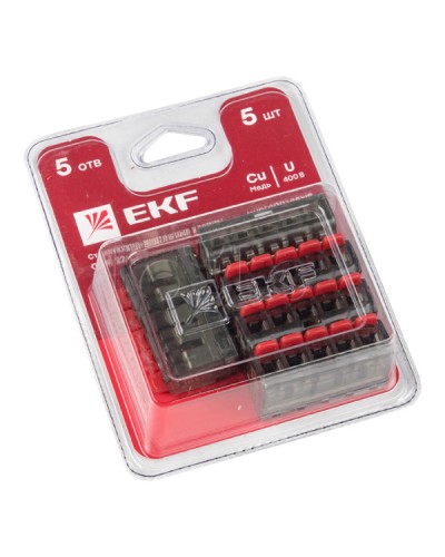 Клемма СМК 221-415 5 отверстий 0.2-4.0 мм2 блистер (5шт.) EKF PROxima (plc-smk-221-415b) в Калуге Клеммные колодки Pintop.ru