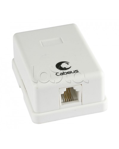 Розетка телефонная RJ-12(6P4C), одинарная, внешняя, белая Cabeus WS-6P4C-TEL-1 в Калуге Розетки компьютерные и телефонные Pintop.ru