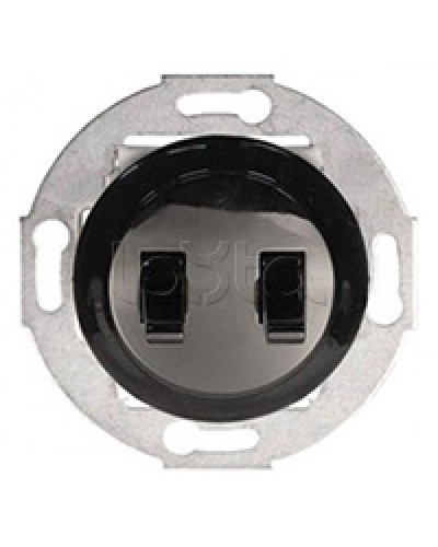 Экопласт Выключатель 2-рычажковый (схема 5) 10 A, 250 B (черный) Vintage в Калуге Розетки компьютерные и телефонные Pintop.ru