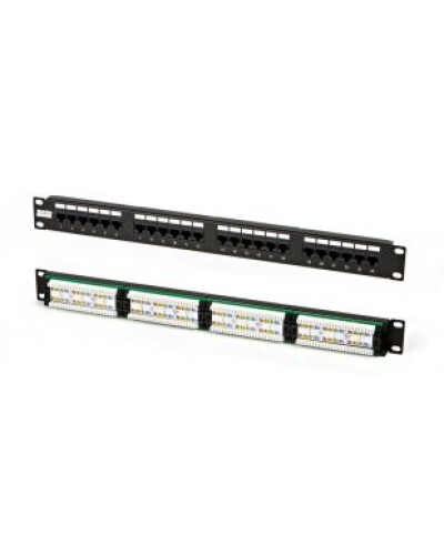 Патч-панель высокой плотности 19, 0.5U, 24 порта RJ-45, категория 5e, Dual IDC Hyperline PPHD-19-24-8P8C-C5e-110D в Калуге Патч панель Pintop.ru