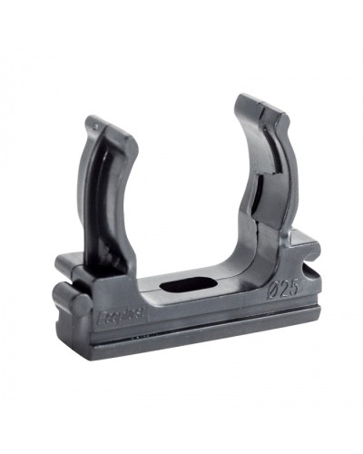 CF25G Держатель (клипса), без галогена, для труб D25мм, цвет чёрный (10шт) Экопласт (41725-10HF-BL) в Калуге Держатели, клипсы, скобы Pintop.ru