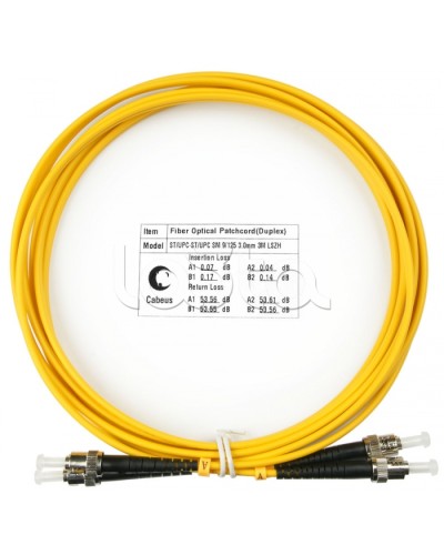 Шнур оптический duplex ST-ST 9/125 sm 3м LSZH Cabeus FOP(d)-9-ST-ST-3m в Калуге Патч-корды оптические Pintop.ru