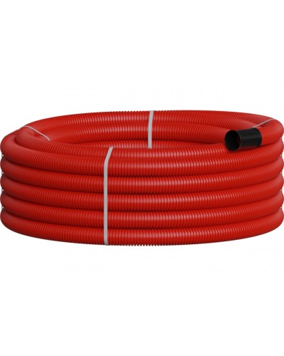 NR075 Двустенная труб.а ПНД гибкая, тип 450, SN18, с зондом, D75мм (20м) цвет красный Экопласт 801075-20 в Калуге Гладкая труба Pintop.ru