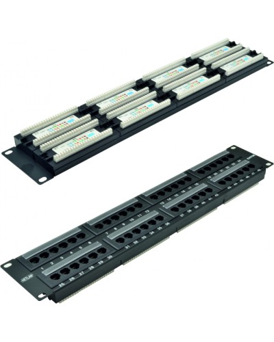 Панель коммутационная 19, 2U, 48 портов,Кат.5e NETLAN EC-URP-48-UD2 в Калуге Патч панель Pintop.ru