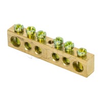 Шина PEN "ноль-земля" (8х12мм) 6 отверстий латунь крепеж по центру EKF PROxima (sn0-125-6-c)