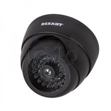 Муляж внутренней купольной камеры видеонаблюдения с вращающимся объективом и мигающим красным светодиодом REXANT 45-0230