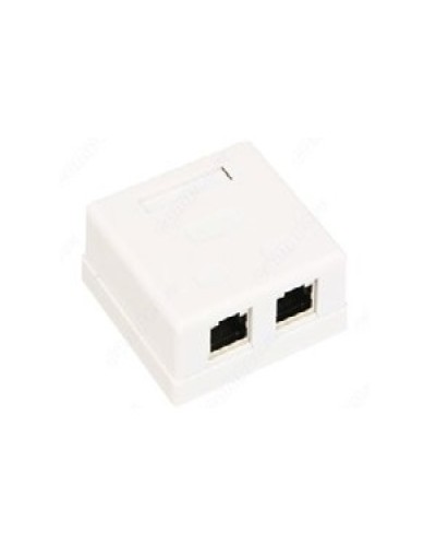 Розетка компьютерная RJ-45 (8P8C), категория 5e, двойная, внешняя (настенная), Dual IDC, белая в Калуге Розетки компьютерные и телефонные Pintop.ru