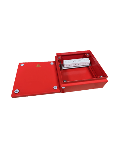 Коробка распределительная огнестойкая КРОПС, IP55, габаритные размеры 150х150х80 мм, для кабелей сечением до 4 мм2, 4 клеммы КМ-Профиль (FRJB-KM-ST5-4-04-КРОПС-IP55) в Калуге Распределительные коробки Pintop.ru