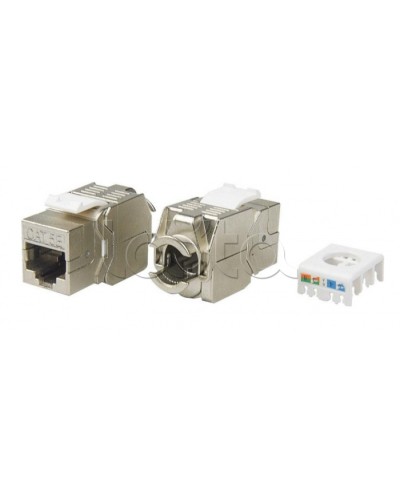 Вставка Keystone Jack RJ-45(8P8C) Hyperline KJ8-8P8C-C5e-180-TLS-SH-F-WH в Калуге Модули Keystone Pintop.ru
