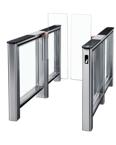 Турникет PERCo-ST-01 с крышками из закал. стекла с центральной вставкой из нерж. стали со створками Створки шириной 425 в Калуге Турникеты Pintop.ru