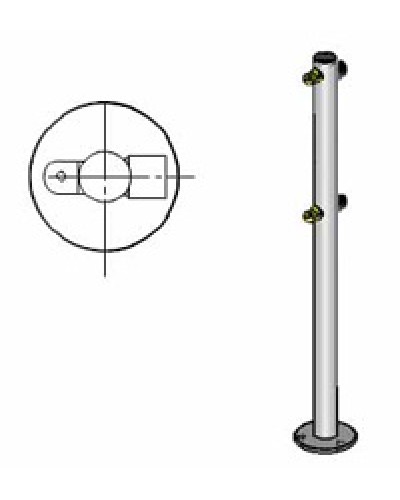 Стойка ограждения с 2-мя полупетлями под поворотную створку или секциюi-образная, 2 муфты Oxgard Стойка ограждения с 2-мя полупетлями i-образная (ВЗР 1996.01-01) в Калуге Ограждения Pintop.ru