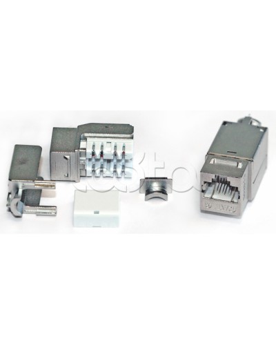 Вставка Keystone Jack RJ-45(8P8C), категория 6A, экранированная, 110 IDC, заделка с помощью NE-TOOL, белая Hyperline KJNE-8P8C-C6A-90-SH-F-WH в Калуге Модули Keystone Pintop.ru