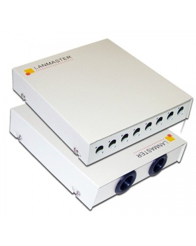 Кросс оптический настенный, металлический, на 8 ST адаптеров LANMASTER LAN-FOBM-WM-8ST в Калуге Кросс оптический Pintop.ru