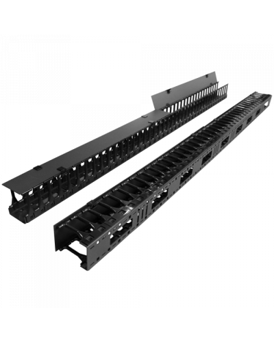 Вертикальные органайзеры с пласт пальцами, глубина 175 мм, 42U, черные TWT (TWT-CBB-DVO-42U/L) в Калуге Кабельные органайзеры Pintop.ru