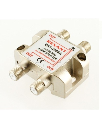 Делитель телевизионный ТВх3 под F разъём 5-2500 МГц СПУТНИК (10шт/уп) REXANT 05-6202 в Калуге Системы видеонаблюдения Pintop.ru