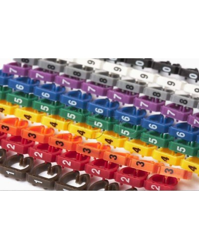 Маркеры (клипсы) на кабель, защелкивающиеся D 6-7мм, 0-9, 10 цветов (100 шт) Hyperline MA-67-R в Калуге Держатели, клипсы, скобы Pintop.ru