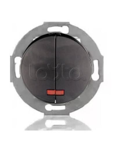 Выключатель двухклавишный Экопласт (схема 5L) с индикатором 10 A, 250 B (черный ) Vintage в Калуге Розетки компьютерные и телефонные Pintop.ru