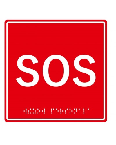 Табличка тактильная с пиктограммой SOS (150x150мм) (красный фон) Hostcall MP-010R1 в Калуге Дополнительное оборудование для ОПС Pintop.ru