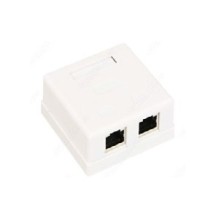 Розетка компьютерная RJ-45 (8P8C), категория 5e, двойная, внешняя (настенная), Dual IDC, белая