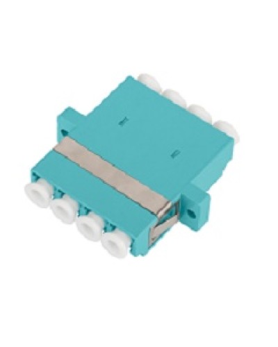 Адаптер NIKOMAX волоконно-оптический, соединительный, многомодовый, стандарта OM3, LC/UPC-LC/UPC, квадро, пластиковый, без шторки, с фланцами, аква, уп-ка 2шт. в Калуге Проходные адаптеры и розетки оптические Pintop.ru