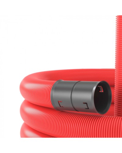 Двустенная труба ПНД гибкая для кабельной канализации д.40мм с протяжкой, SN18, 500Н, 50м, красный DKC 121940 в Калуге Труба гофрированная Pintop.ru