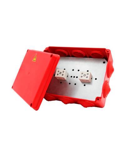 Коробка распределительная огнестойкая КРОПС-П5, IP54, габаритные размеры 190х140х70 мм, для кабелей сечением до 4 мм2, 8 клемм КМ-Профиль (FRJB-KM-P5-4-08-КРОПС-IP54) в Калуге Распределительные коробки Pintop.ru