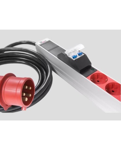 Верт блок розеток, мониторинг, измерение, 3 фазы 16А, 30S, 2100 мм, вх IEC 309, шнур 3м REM R-MC8-3x16-30S-MI-2100-3-3PN в Калуге Блоки розеток Pintop.ru