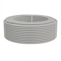 Труба ПНД-FRUF гофрир. тяжелая, с зондом, без галогена, трудногорючая, атмосферостойкая,цвет серый, диам. 16мм (100м) Экопласт (21116HFR-UF)