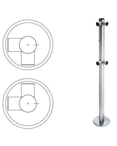 Стойка ограждения L-образная с отверстием под фиксатор, 2 муфты справа (антик серебро) Oxgard в Калуге Ограждения Pintop.ru