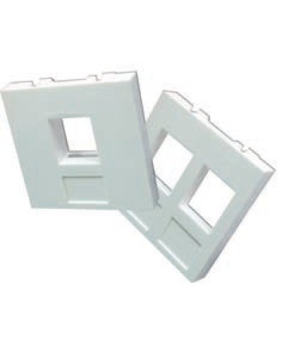 Вставка 45x45 на 2 кейстоуна, со шторками, маркировкой и иконками, белая LANMASTER LAN-SIP-24М-WH в Калуге Аксессуары для кабель-канала Pintop.ru