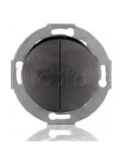 Выключатель двухклавишный Экопласт (схема 5) 10 A, 250 B (черный ) Vintage в Калуге Розетки компьютерные и телефонные Pintop.ru