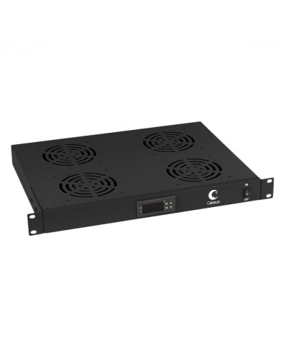 Панель вентиляционная с 4 вентиляторами с цифровым термодатчиком (черный) Cabeus JG03t-BK в Калуге Вентиляторные модули Pintop.ru