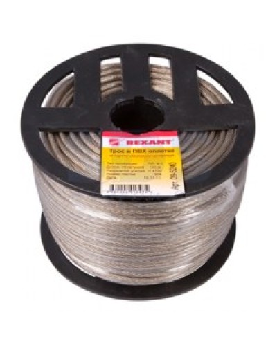 Трос стальной в ПВХ изоляции d4 мм (100 м) REXANT 09-5240 в Калуге Крепежные изделия Pintop.ru
