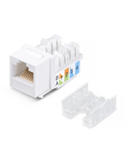 Вставка Keystone Jack RJ-45, категория 5e, заделка 110 тип, белая, со стяжкой Cabeus KJ-RJ45-Cat.5e-90-SW в Калуге Модули Keystone Pintop.ru