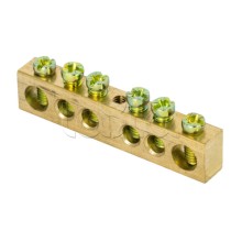 Шина PEN "ноль-земля" (8х12мм) 6 отверстий латунь крепеж по центру EKF PROxima (sn0-125-6-c)