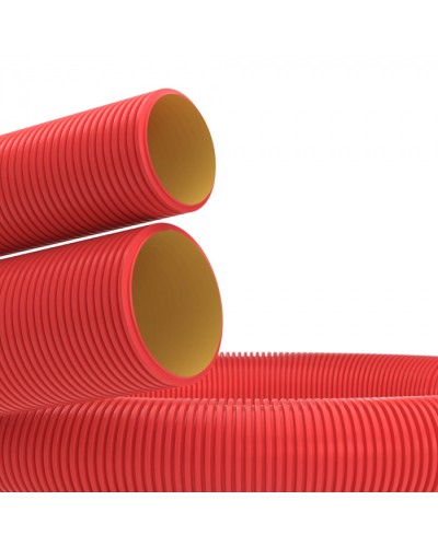 Труба гибкая двустен. 75 мм с протяжкой красная (72 м) DKC (12197572) в Калуге Труба гофрированная Pintop.ru