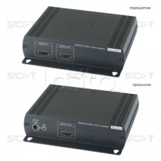 Удлинитель HDMI KVM (комплект приёмник + передатчик) по Ethernet до 120м (CAT5e) SC&T HKM01E
