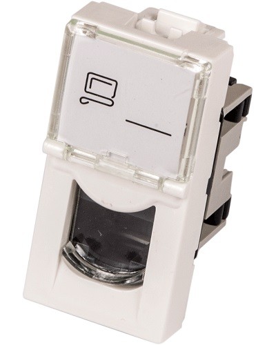 Вставка Mosaic 22.5x45, RJ-45 UTP, белая LANMASTER (LAN-SIP-22U5E-WH) в Калуге Коннекторы и разъемы Pintop.ru