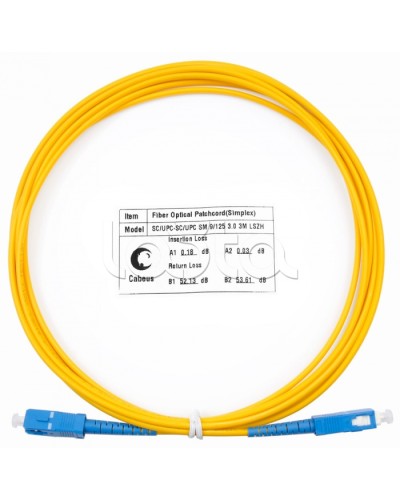 Патч-корд волоконно-оптический (шнур) SM 9/125 simplex SC-SC LSZH (3м) Cabeus FOP(s)-9-SC-SC-3m в Калуге Патч-корды оптические Pintop.ru