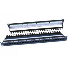Патч-панель 19", 1U, 24 порта RJ-45, категория 6, Dual IDC, цвет черный Hyperline PP3-19-24-8P8C-C6-110D