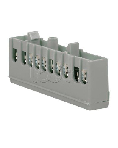 Шина фаза L (6х9мм) 10 отверстий латунь серый изолированный корпус на DIN-рейку EKF PROxima (sn0-63-10-is) в Калуге Клеммные колодки Pintop.ru