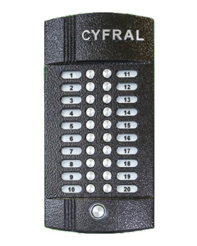 Блок вызова аудиодомофона на 20 абонентов Цифрал M-20M/T в Калуге Блоки вызова многоабонентные Pintop.ru