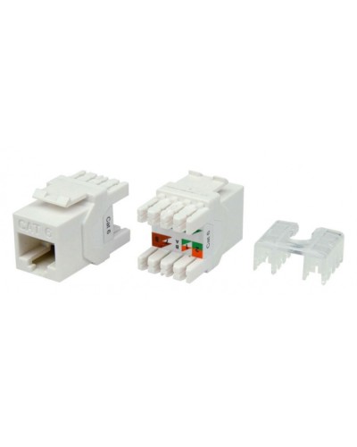 Вставка Keystone Jack RJ-45(8P8C) Hyperline KJ8-8P8C-C6-180-WH в Калуге Модули Keystone Pintop.ru