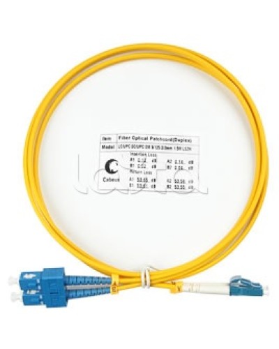 Патч-корд волоконно-оптический SM 9/125 duplex LC/SC LSZH (1,5 м) Cabeus FOP(d)-9-LC-SC-1,5M в Калуге Патч-корды оптические Pintop.ru